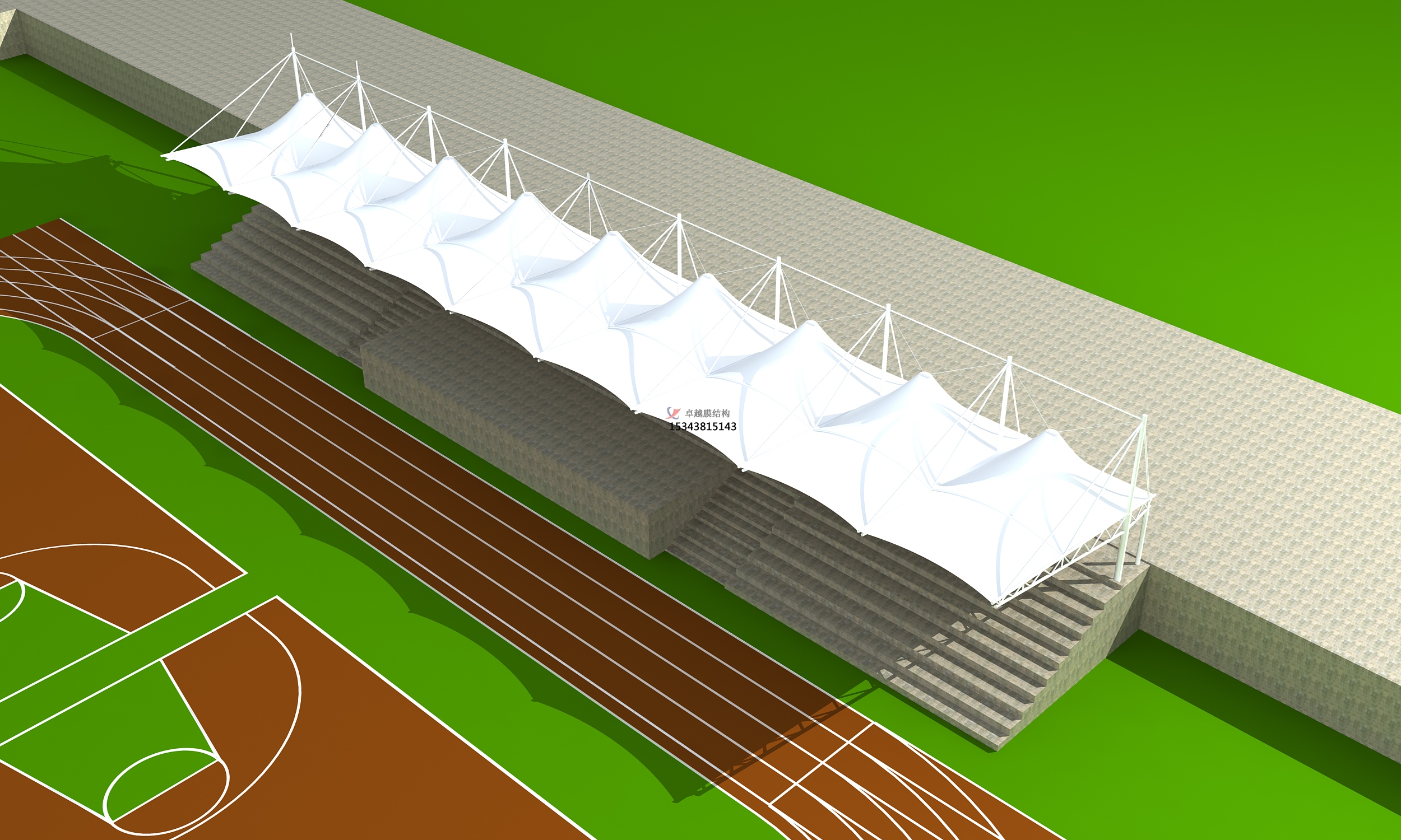 靈石體育公園膜結(jié)構(gòu)【看臺雨棚】門球場案例